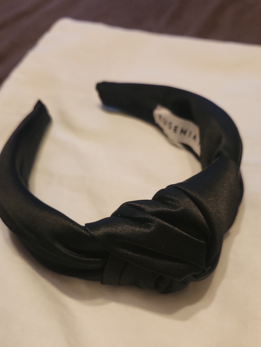 Eugenia Kim Black Satin Twist Headband